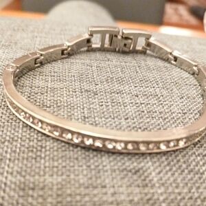 Pavé Faux Diamonds Silvertone Bracelet - Pre-loved (7")